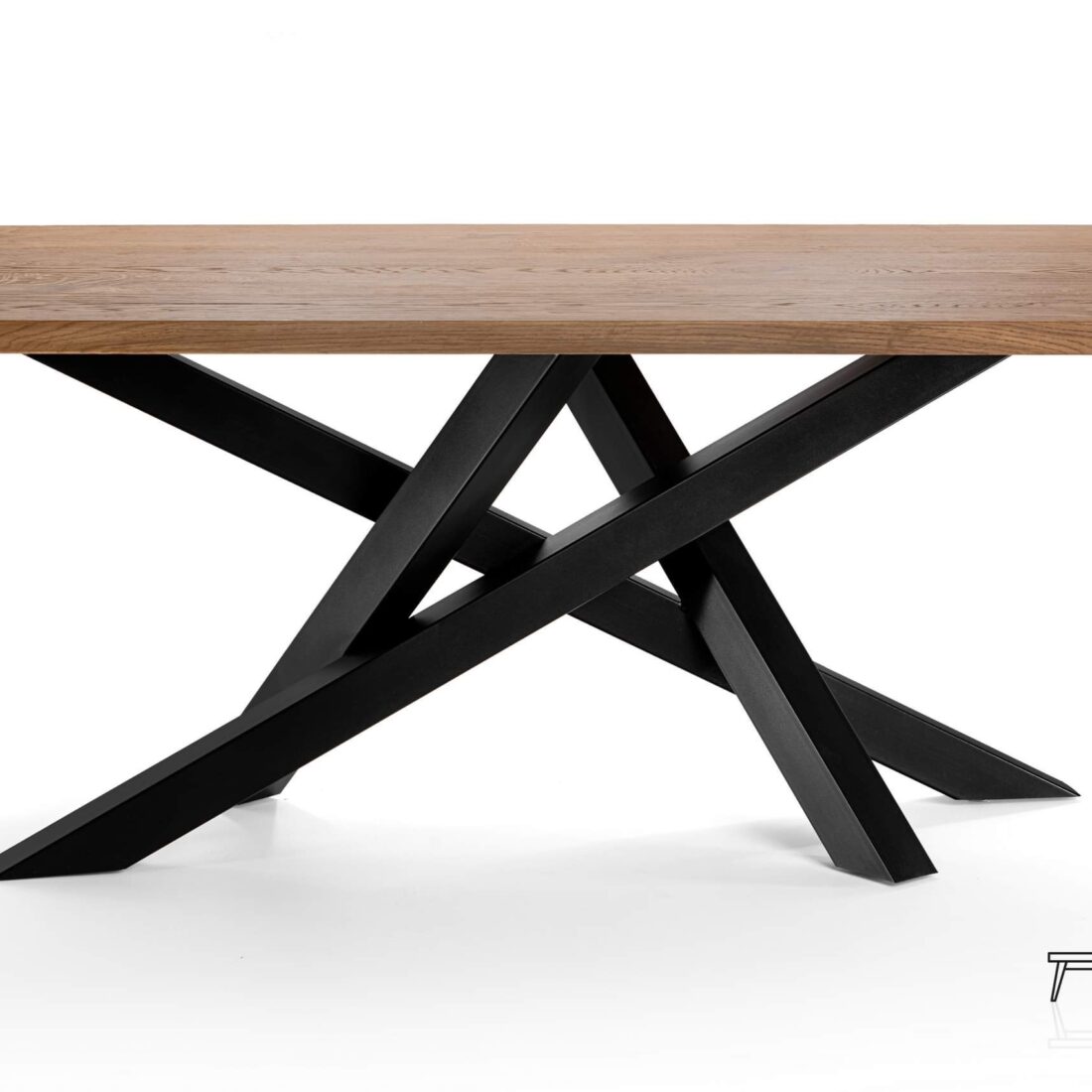 Stół Pająk SP8 z drewna dębowego (4) Stół dębowy z nogą metalową pająk
