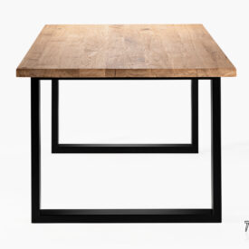 Stół z blatem dębowym z nogami z profila stalowego