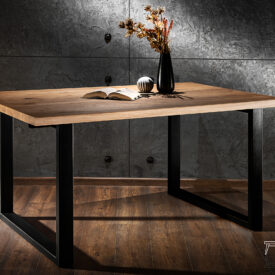 Stół drewniany na metalowej nodze