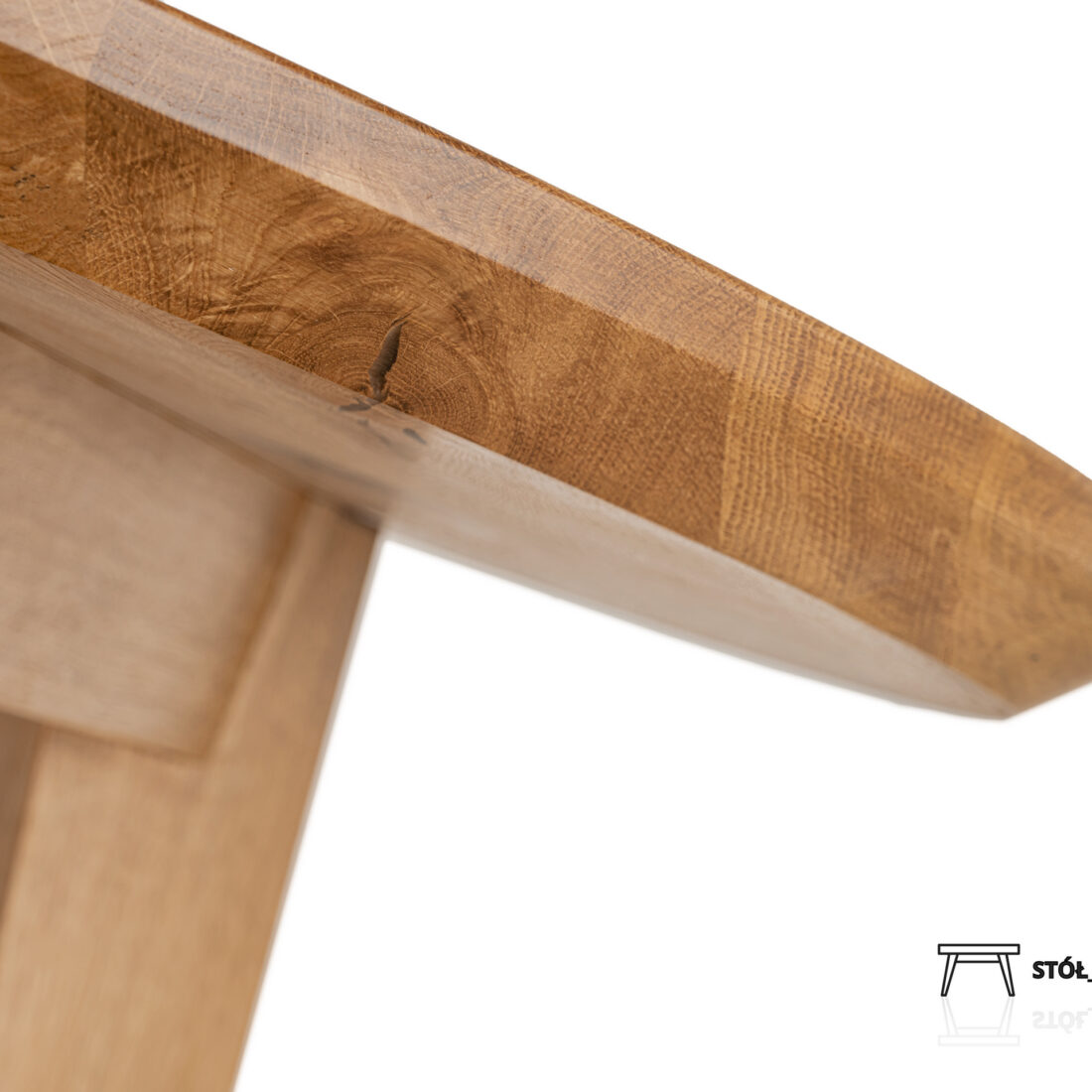 Stół okrągły z drewna dębowego S08 Dębowy blat z frezem