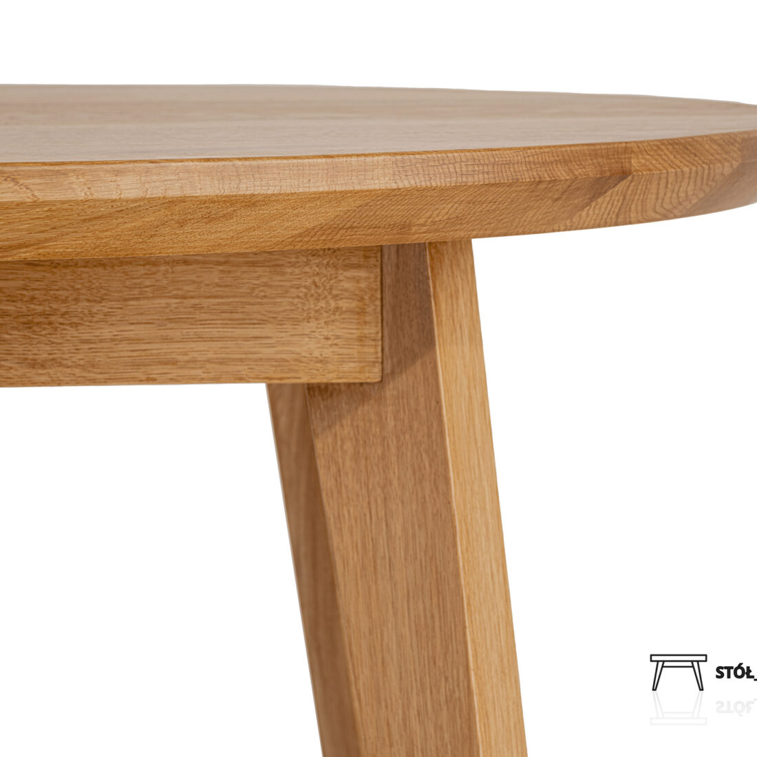 Stół okrągły z drewna dębowego S08 Blat dębowy i nogi dębowe
