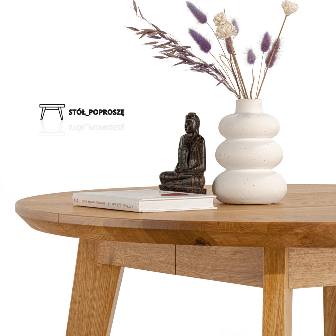 Stół okrągły z drewna dębowego S08 Okrągły, drewniany stół do salonu