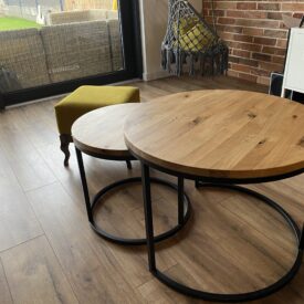 Stolik kawowy z dębowym blatem 2w1