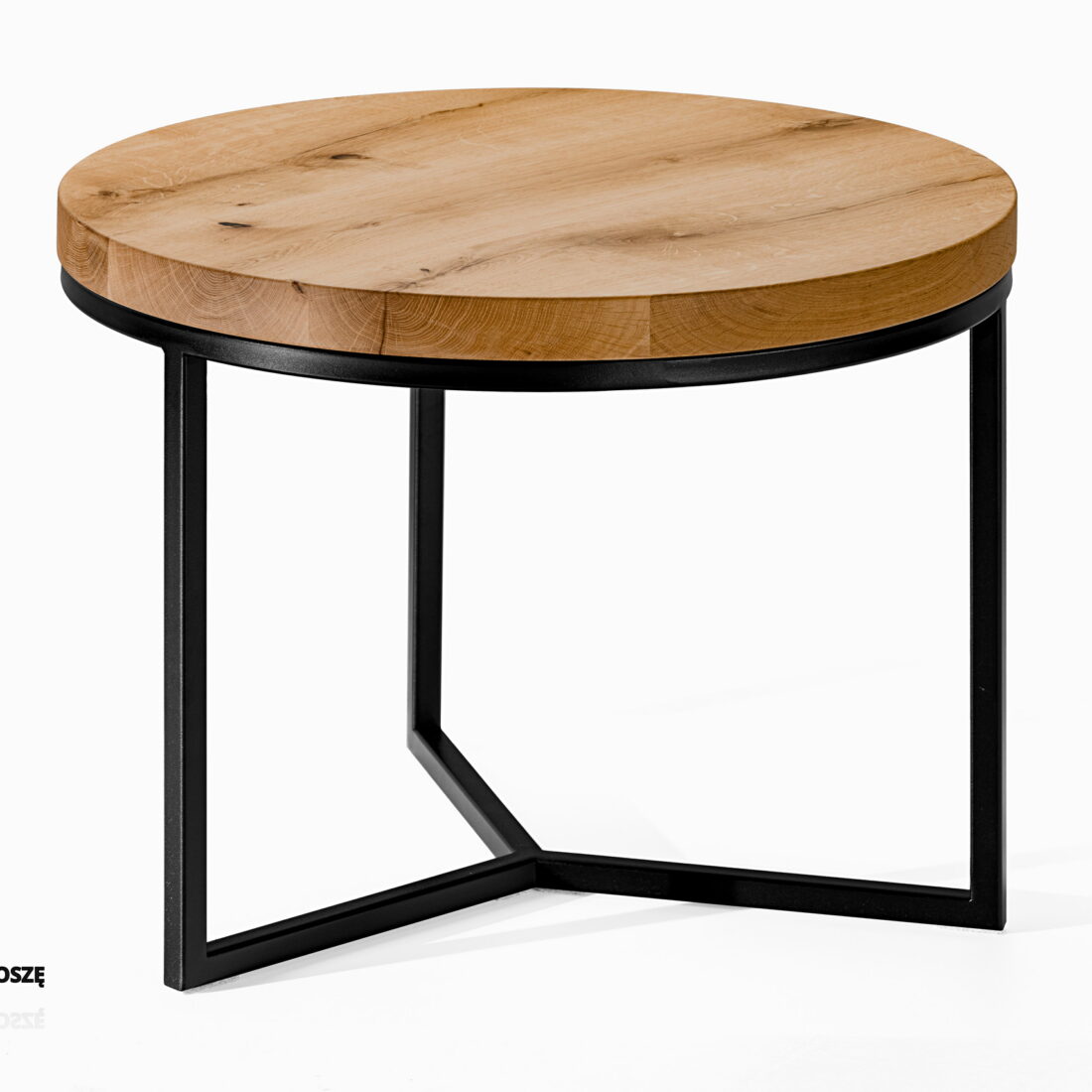 Stolik kawowy SK5 z drewna dębowego (2) Stolik kawowy z metalową nogą